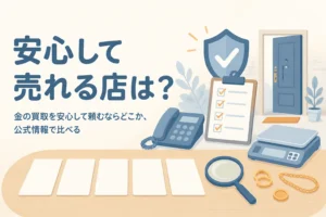 金の買取を安心して頼めるのはどこかを、各社の案内で比べる記事のアイキャッチ