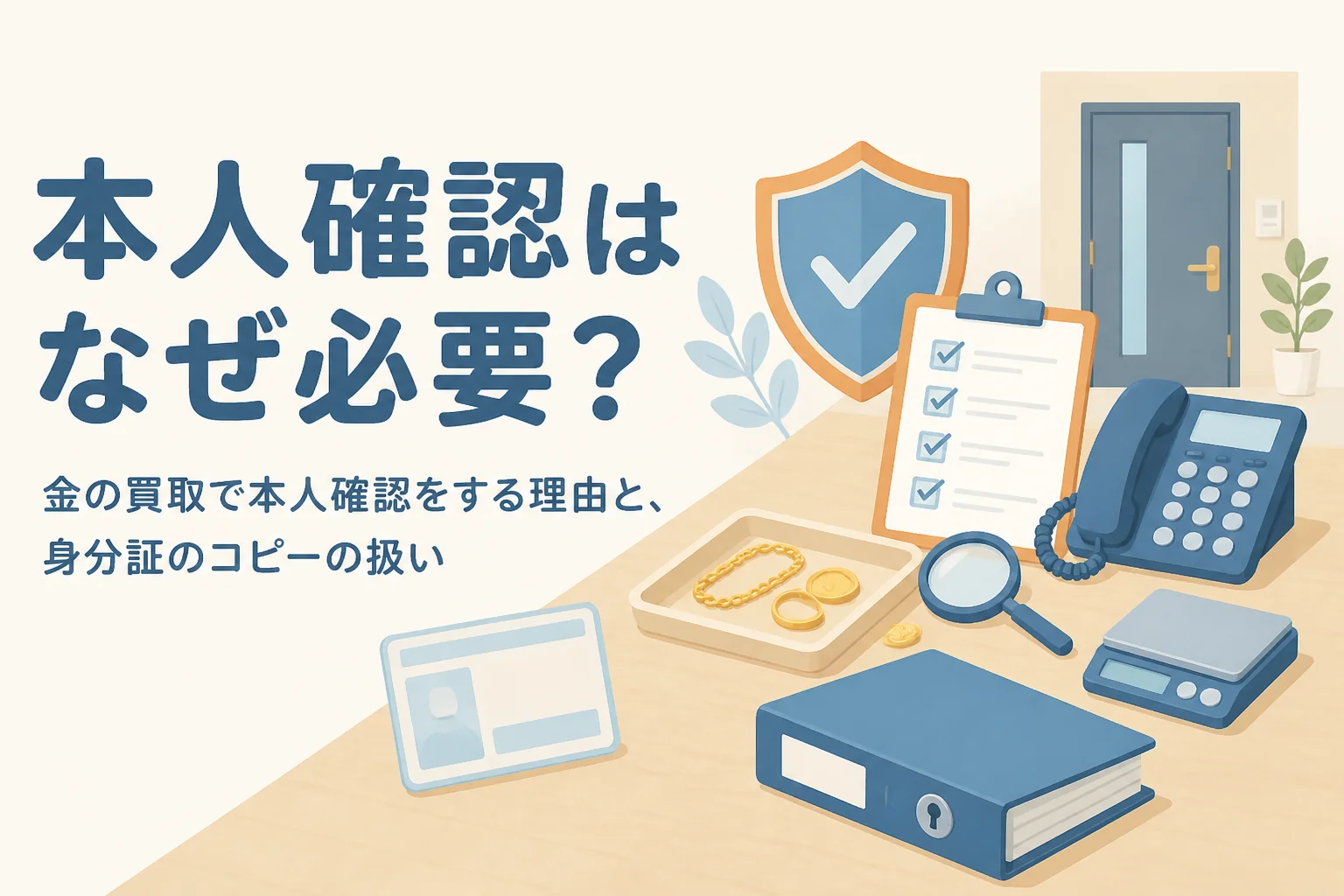 金の買取で本人確認が必要な理由を表したアイキャッチ