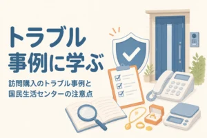 訪問購入のトラブル事例から注意点を学ぶアイキャッチ