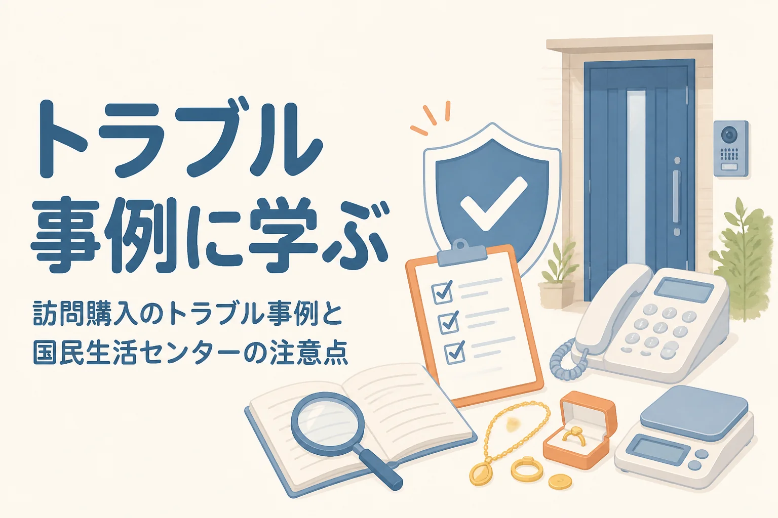 訪問購入のトラブル事例から注意点を学ぶアイキャッチ