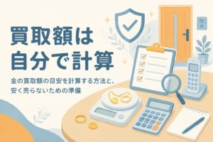 金の買取額の目安を自分で計算する方法を表したアイキャッチ