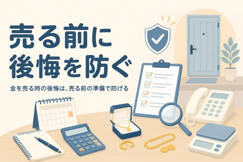 金を売る時の後悔を防ぐための準備を表したアイキャッチ
