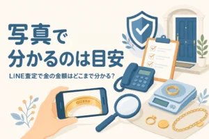 LINE査定で金の金額がどこまで分かるかを表したアイキャッチ