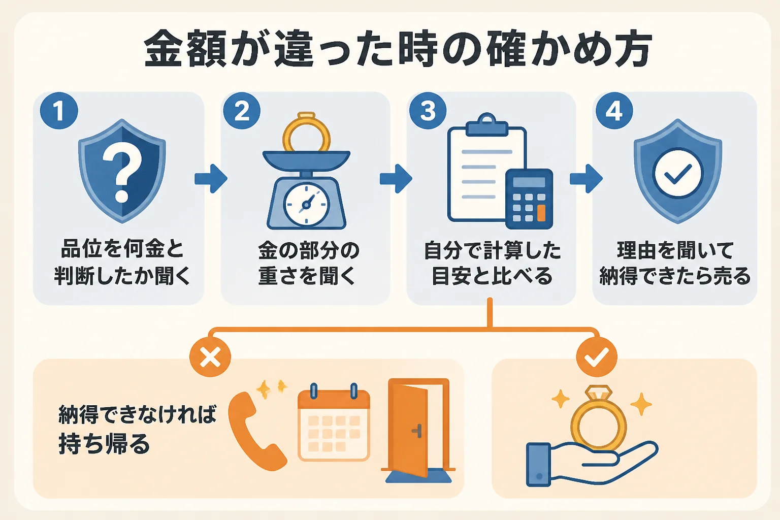 LINEの金額と店頭の金額が違った時に確かめる手順の図解