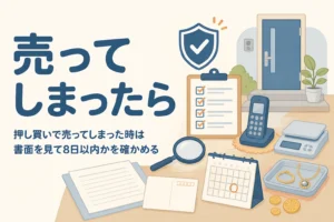 押し買いで売ってしまった時に書面とカレンダーで8日以内かを確かめるアイキャッチ