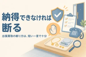 出張買取の断り方を表したアイキャッチ