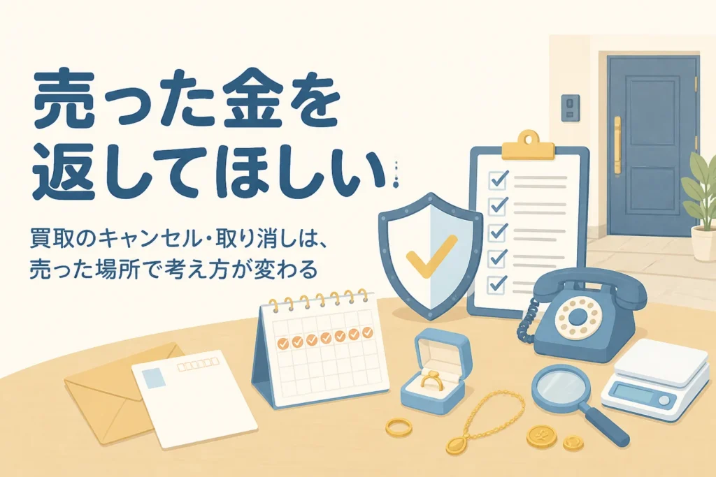 買取のキャンセルや取り消しの考え方を表したアイキャッチ