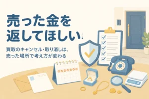 買取のキャンセルや取り消しの考え方を表したアイキャッチ